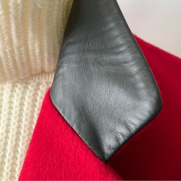 v i n t a g e :: Vibrant Double Breasted Long Wool Leather Coat - Picture 5 of 16